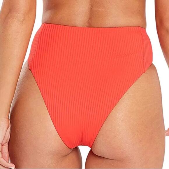 Vitamin A Sienna High Waist Ribbed Swim Bottom in Red Size Small / 6 - Picture 4 of 8
